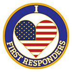 A heart shaped american flag sticker with the words " i first responders ".